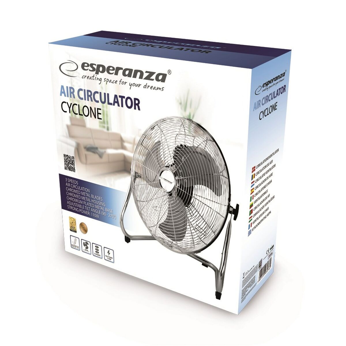 Tischventilator Esperanza EHF006 Chrom 110 W