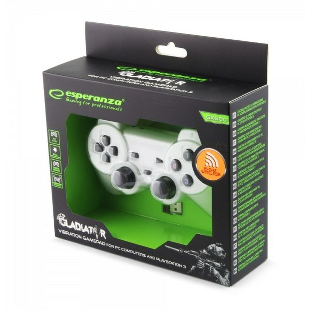 Drahtloser Gaming Controller Esperanza Gladiator GX600 USB 2.0 Weiss PC PlayStation 3