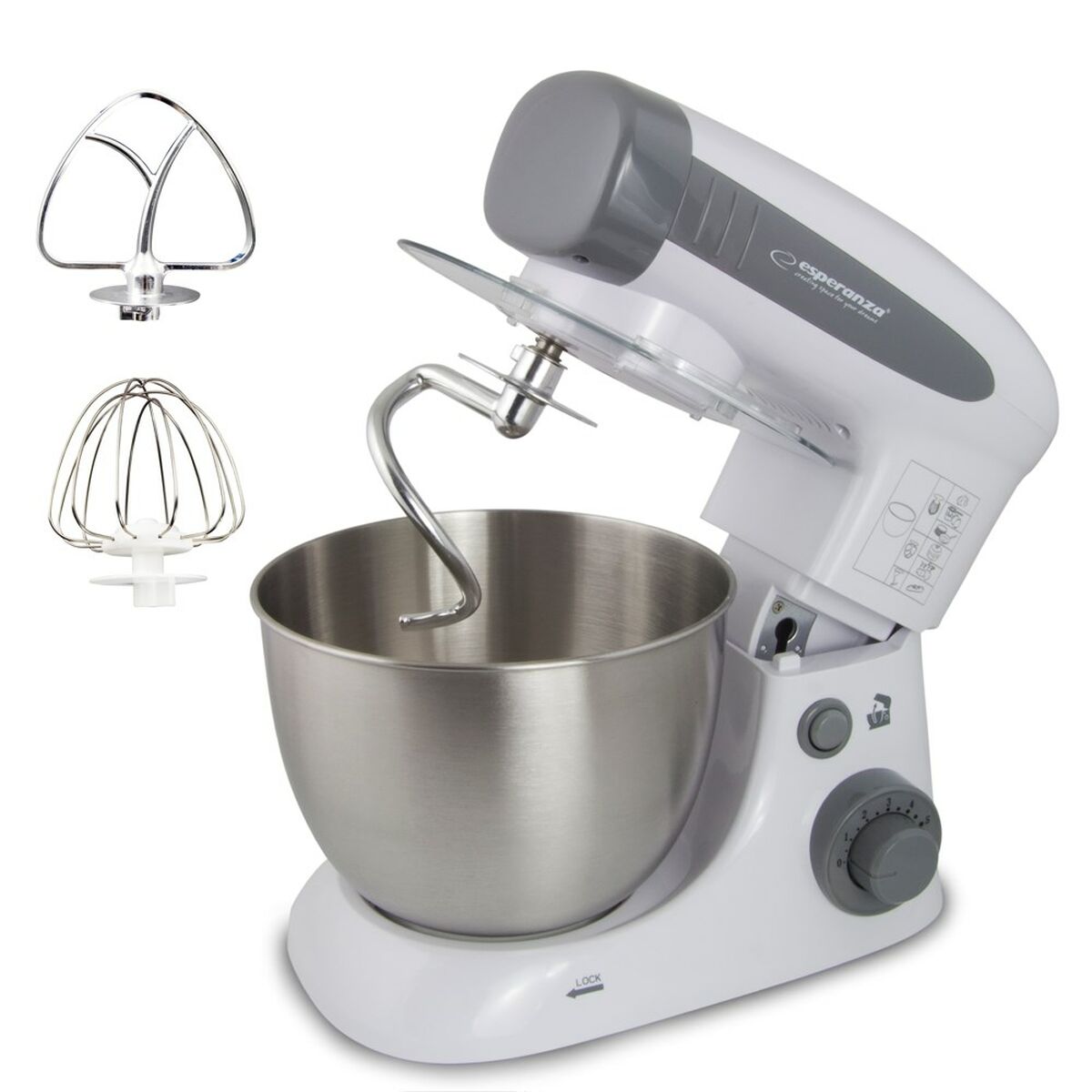 Küchenmaschine Esperanza EKM024 Weiss Grau 800 W 4 L – Bild 3 | LuxeStyle