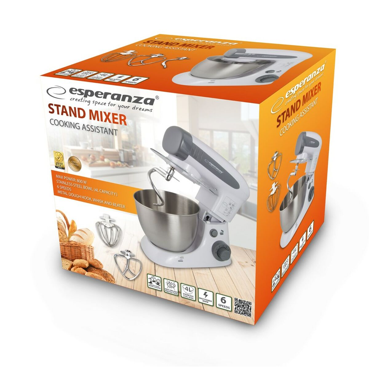 Küchenmaschine Esperanza EKM024 Weiss Grau 800 W 4 L – Bild 2 | LuxeStyle