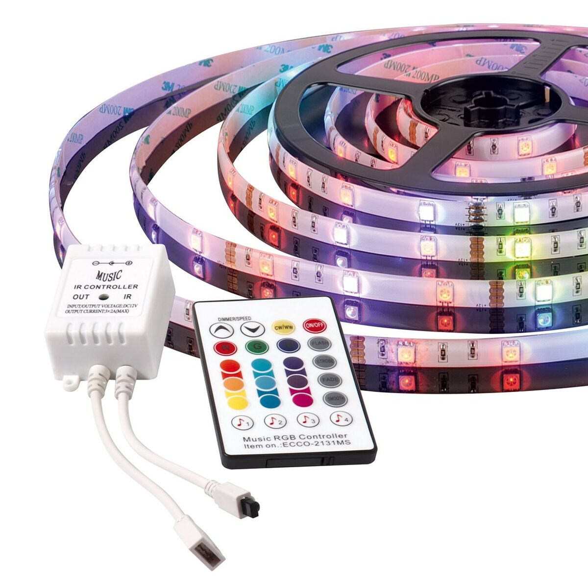 LED-Leisten Activejet AJE-LED MUSIC STRIPE Weiß Schwarz Bunt Warmes We