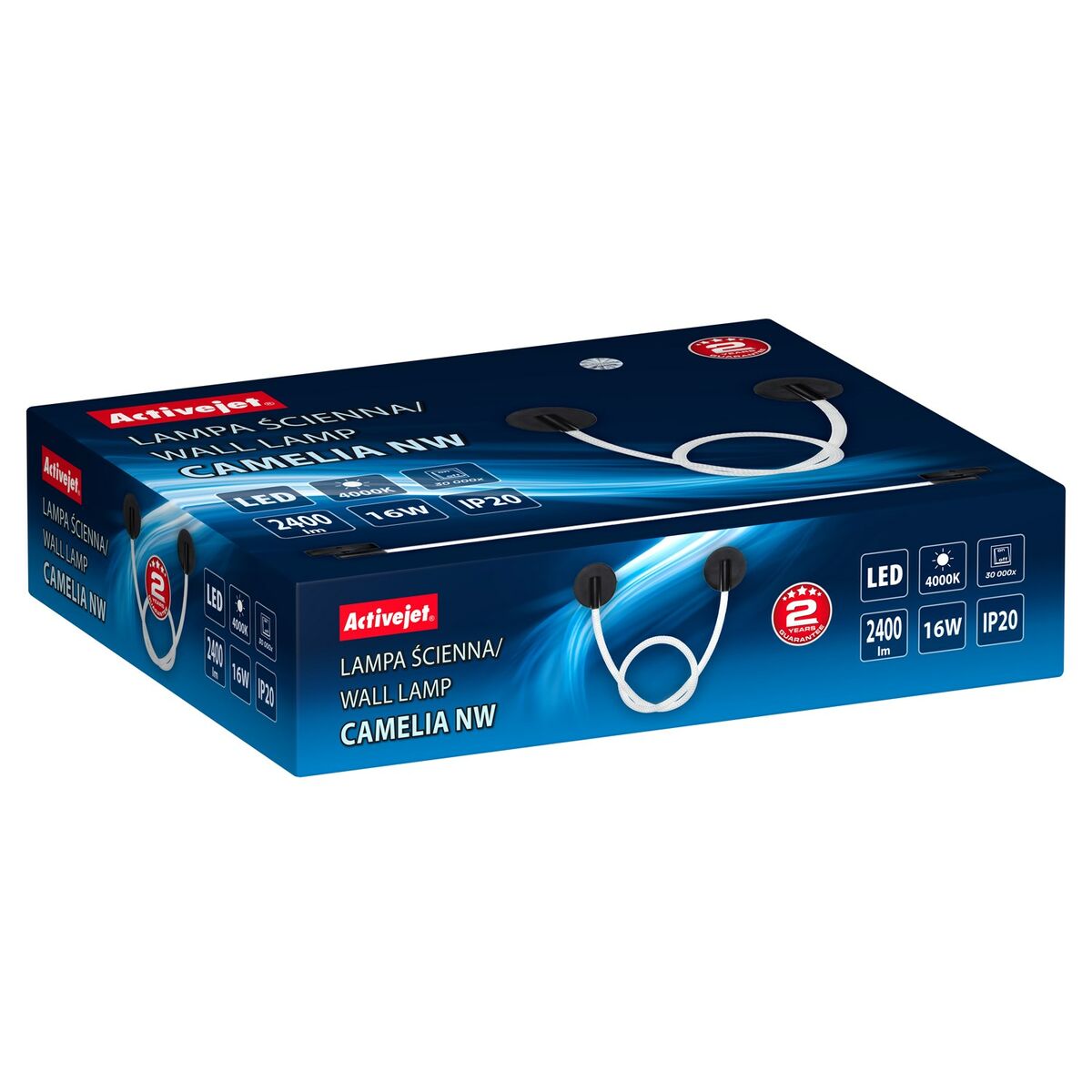LED-Deckenleuchte Activejet AJE-CAMELIA NW Schwarz Weiß natürlich 80 V