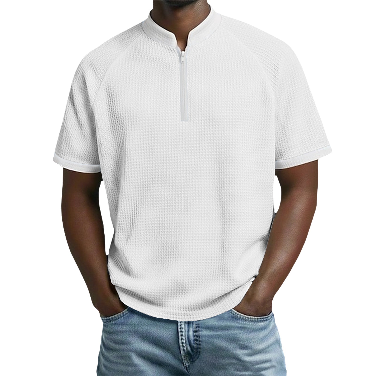 Herren-Polo mit Standkragen und Kontrastfarben