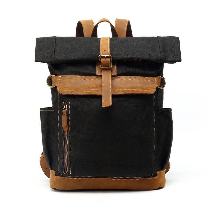 Vintage Canvas Rucksack mit Lederdetails