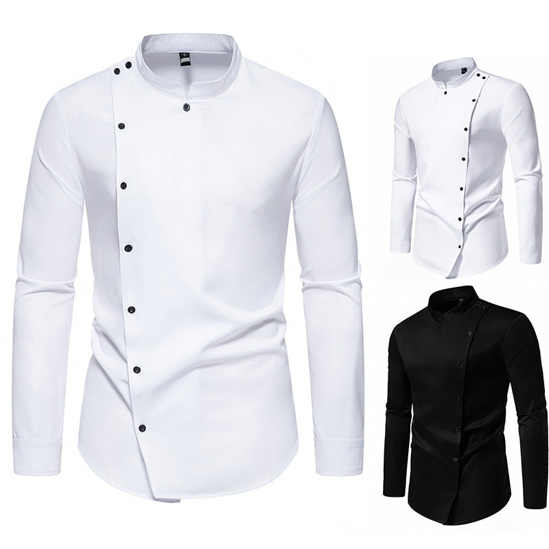 Herren Langarmhemd mit Stehkragen – Bild 3 | LuxeStyle