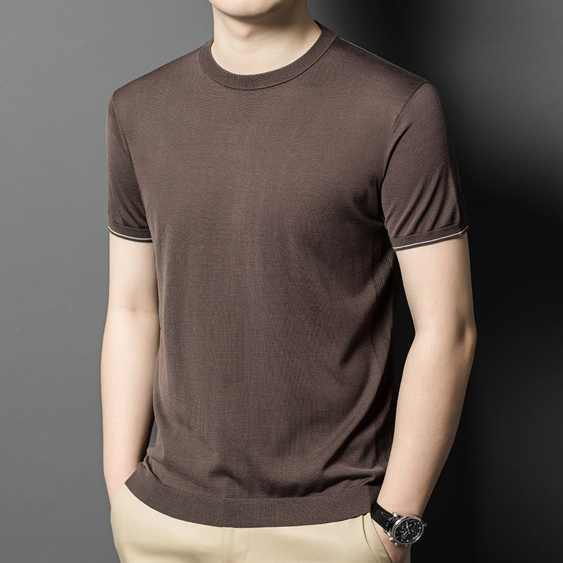 Gestricktes T-Shirt Herren Kurzarm Rundhals