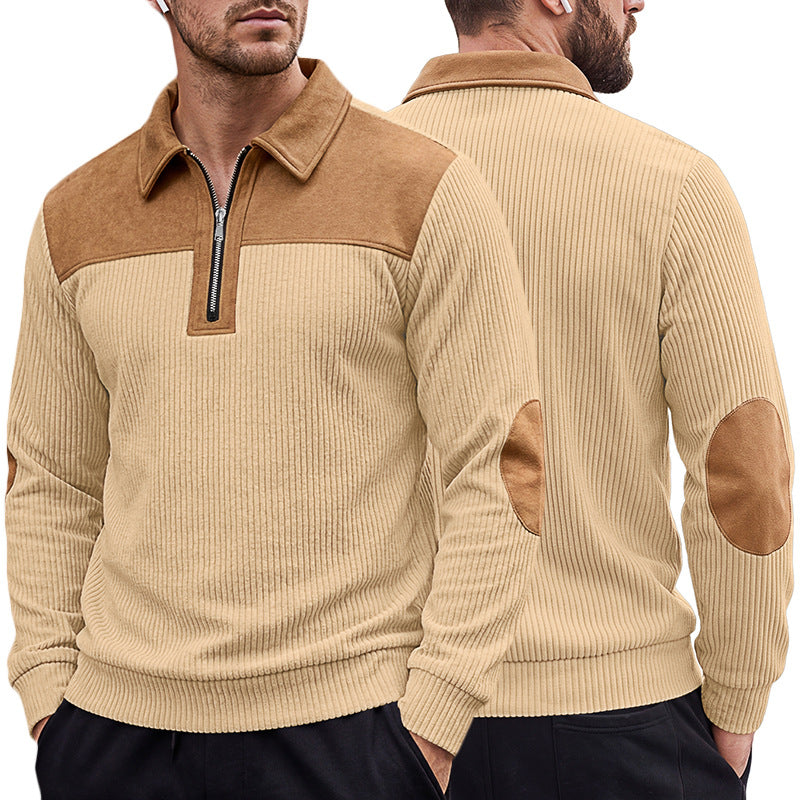 Herren-Sweatshirt mit Kerbkragen und Stickerei – Bild 7 | LuxeStyle