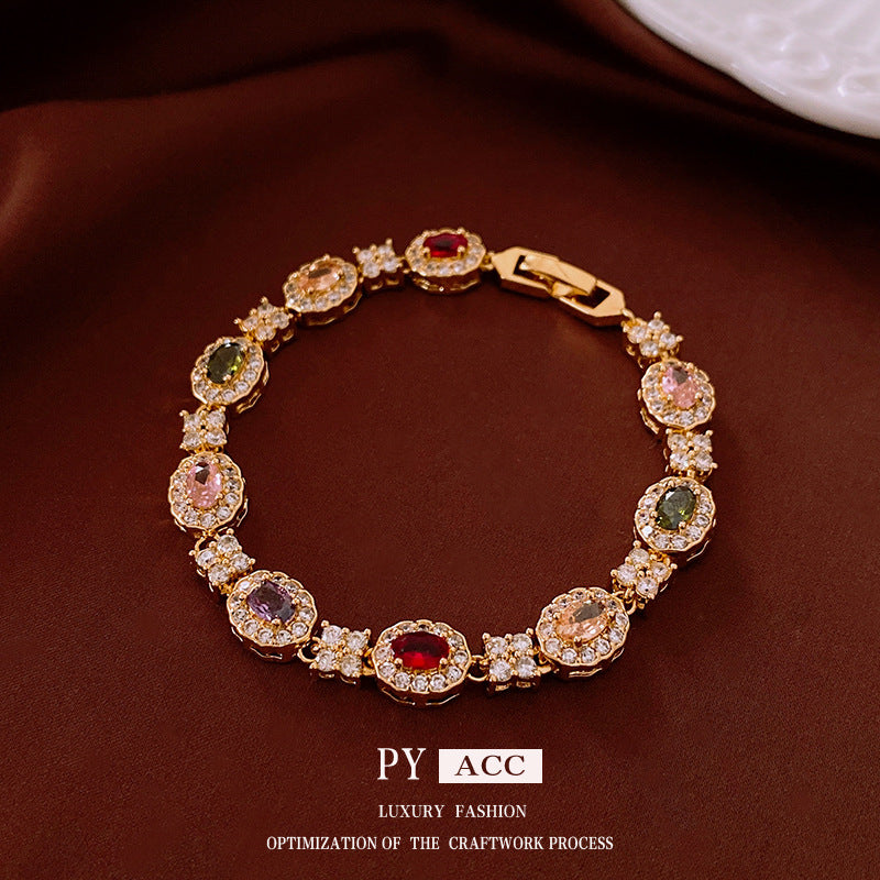 Ovales Zirkonia-Armband, vergoldet – Ansicht 5