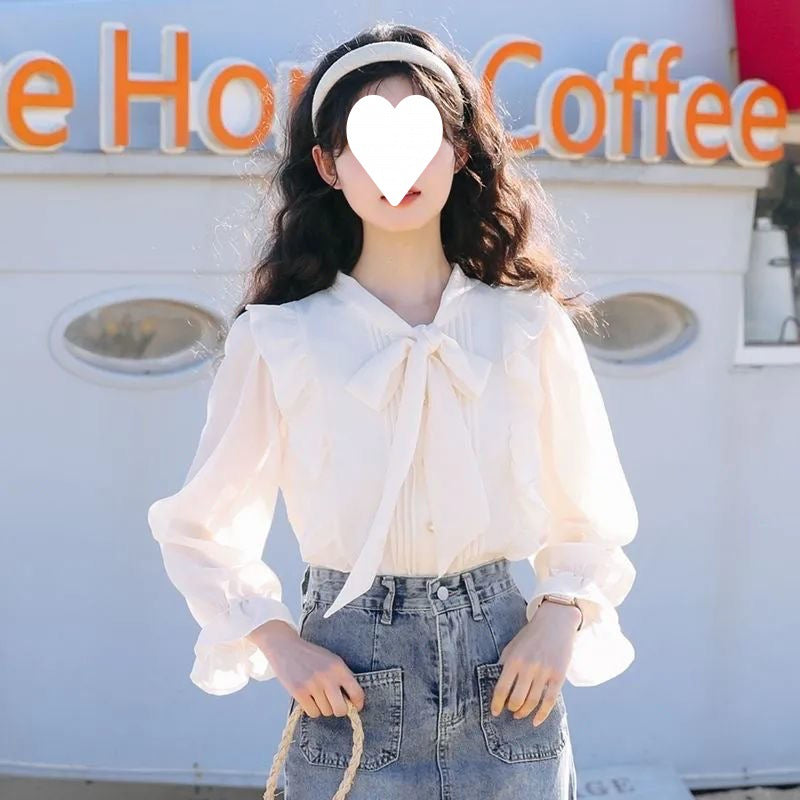 Chiffon Bluse mit Tupfen und Rüschen – Bild 6 | LuxeStyle
