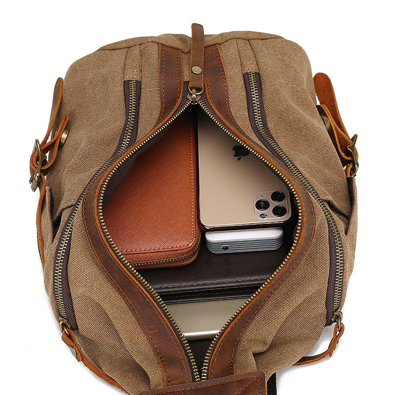Retro Brusttasche aus Leder und Canvas – Bild 3 | LuxeStyle