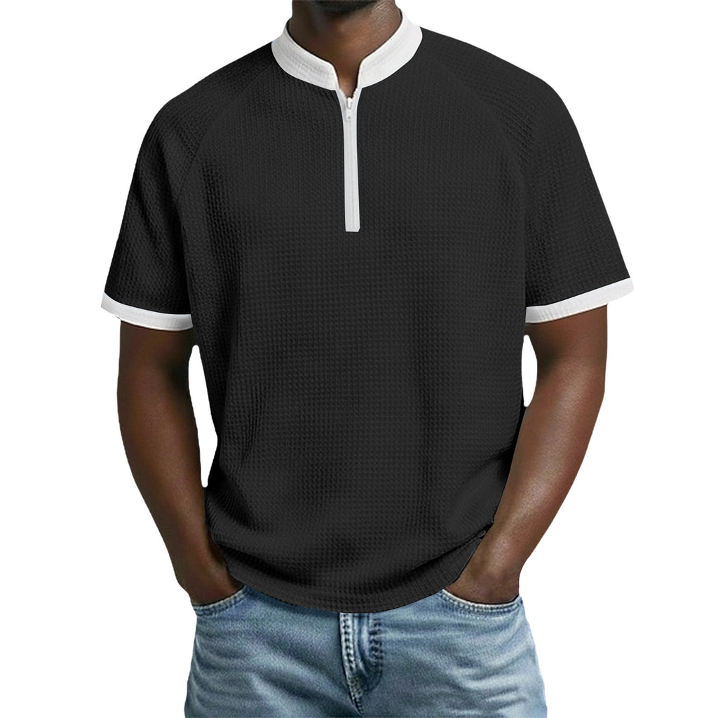 Herren-Polo mit Standkragen und Kontrastfarben