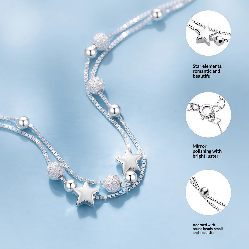 Doppellagiges Sternenarmband aus 925er Sterling Silber