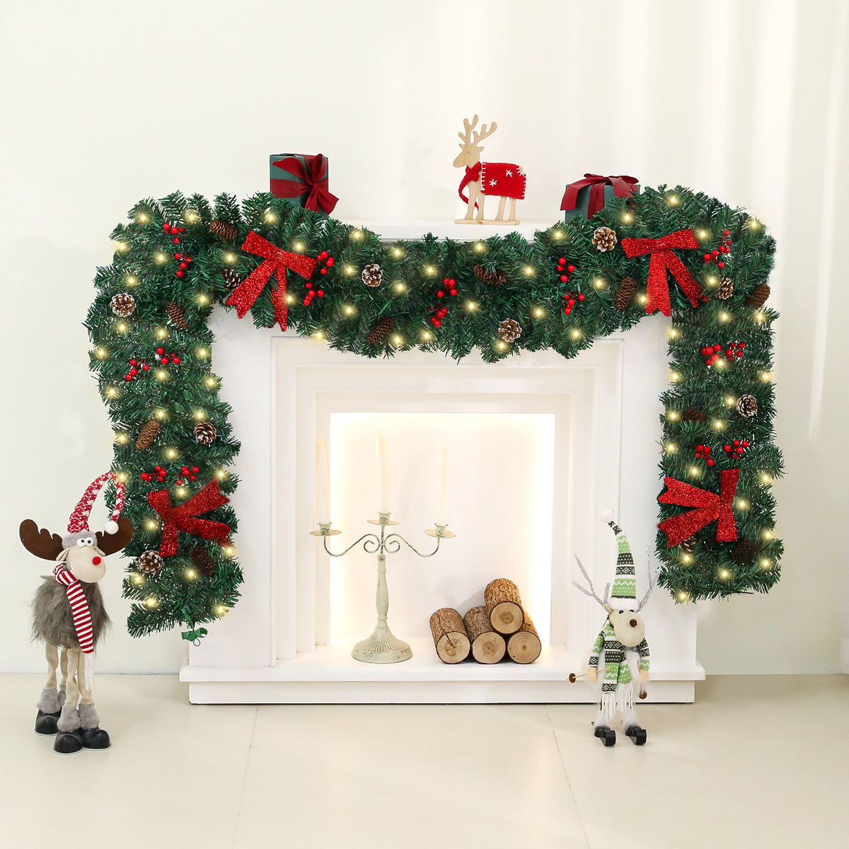 Weihnachts-Rattan-Girlande mit Zapfen und Schleife – Bild 2 | LuxeStyle