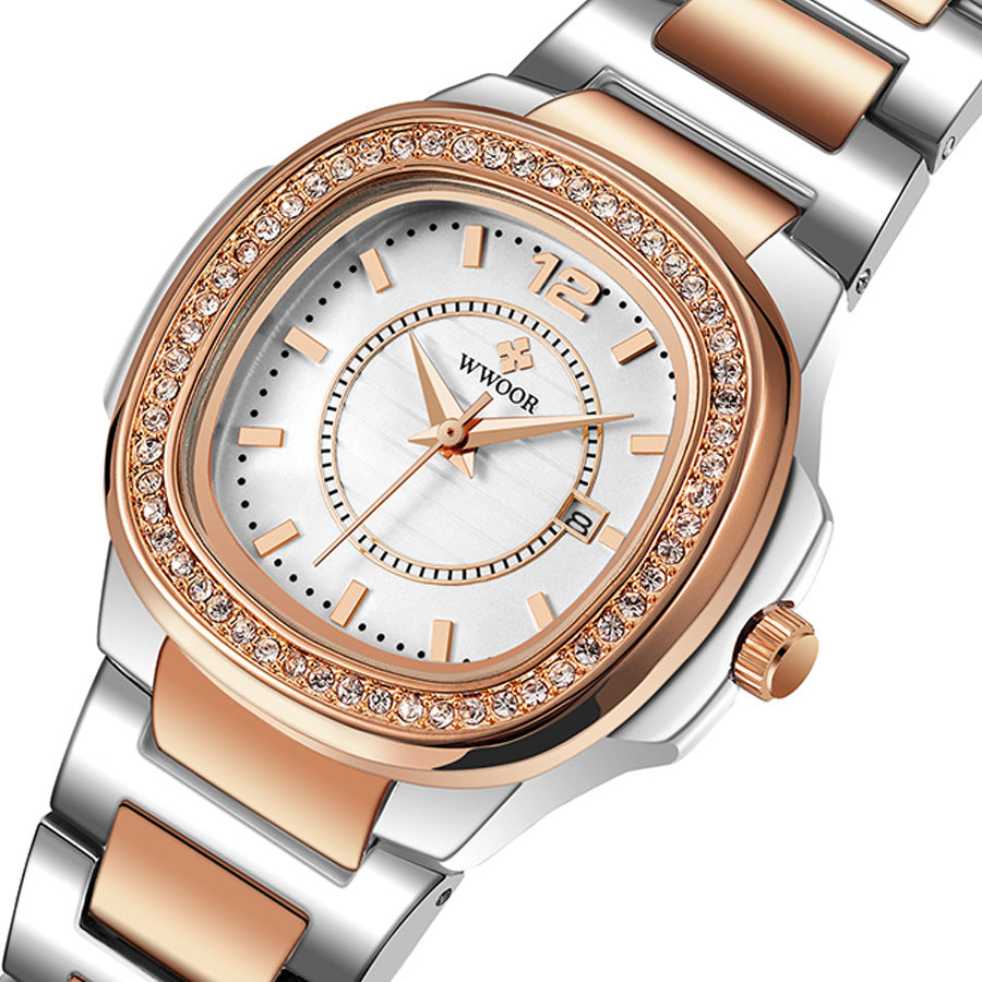 Armbanduhr mit Stahlarmband und Diamanten – Bild 4 | LuxeStyle