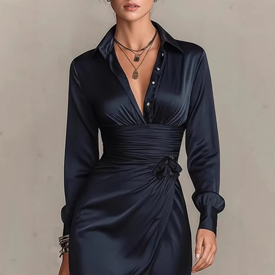 Damen Langarm-Kleid Slim Fit A-Linie