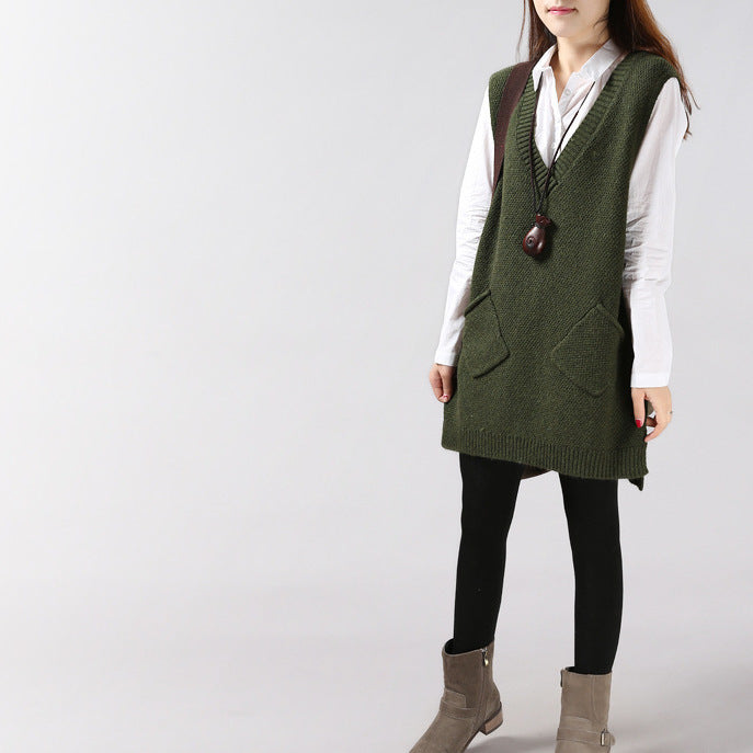 V-Neck Strickweste für Damen, Einheitsgrösse
