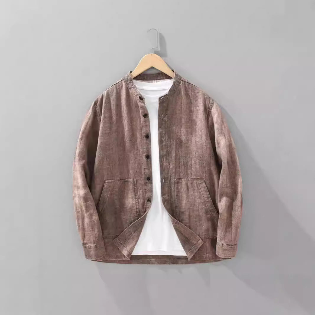 Herren Leinenhemd mit Stehkragen – Bild 6 | LuxeStyle