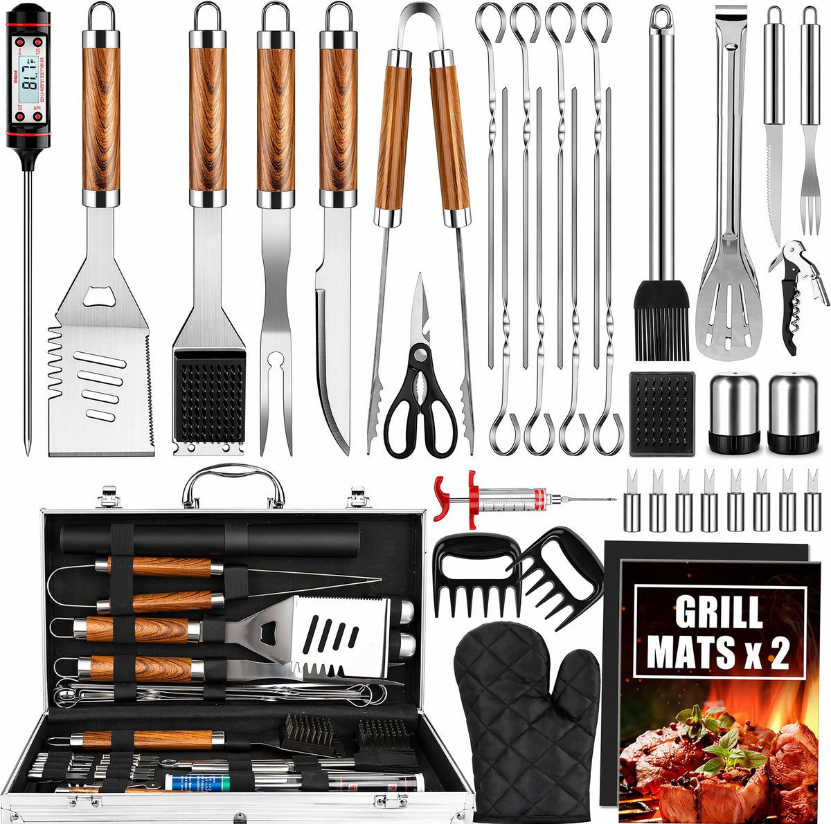38‑Stück BBQ‑Werkzeug‑Set mit Holzgriff – Bild 4 | LuxeStyle