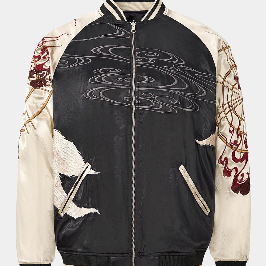 Baseballjacke mit Fuchs-Stickerei