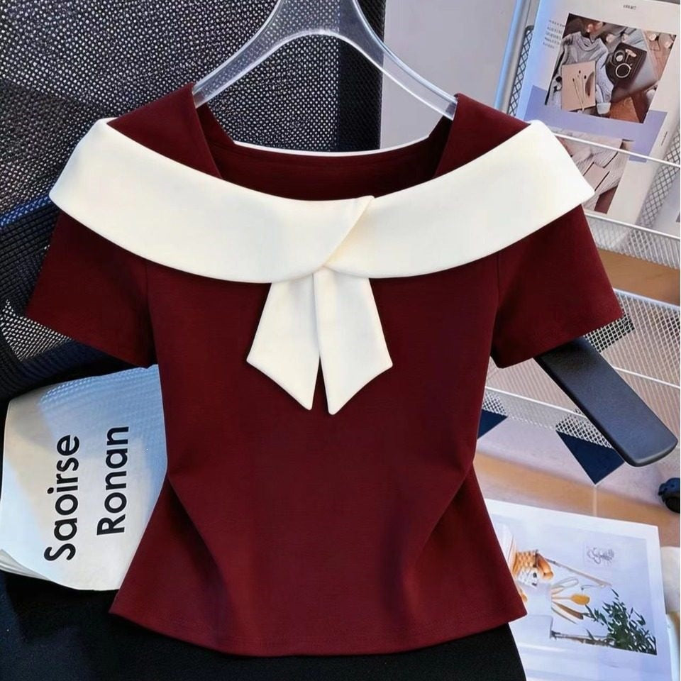Kurzarm-T-Shirt Top mit gebürsteter Textur – Ansicht 5