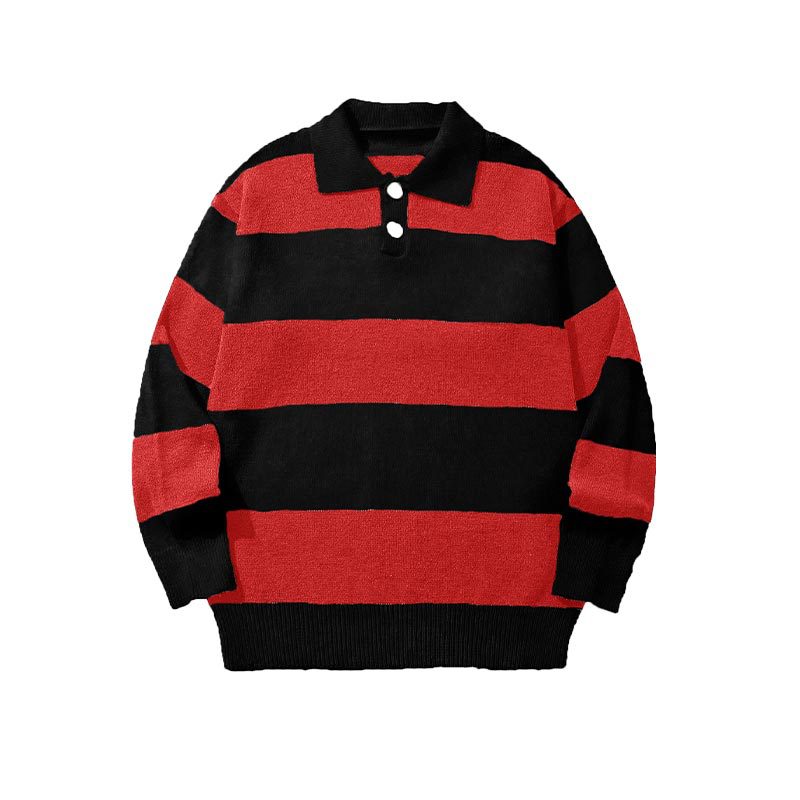 Herren Streifen Strickpullover mit Kontrastkragen