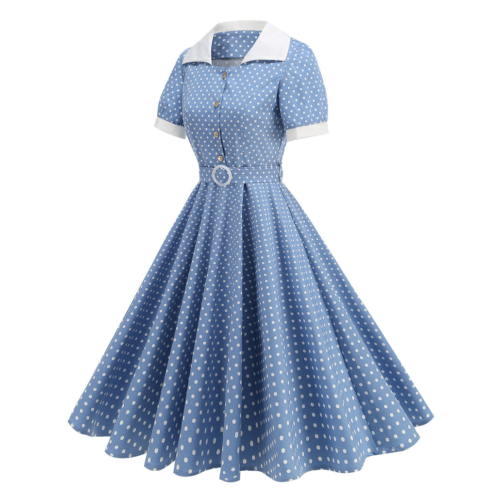 Rotes & Blaues Polka-Punkt Kleid