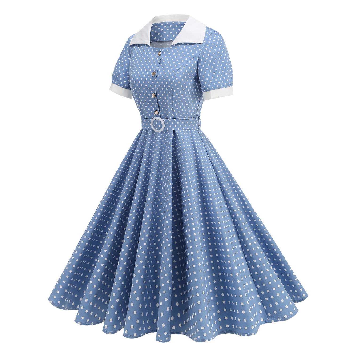 Rotes & Blaues Polka-Punkt Kleid