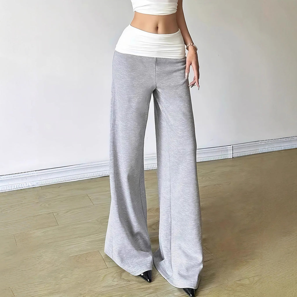 Hellegraue Slimming Wide Leg Hose