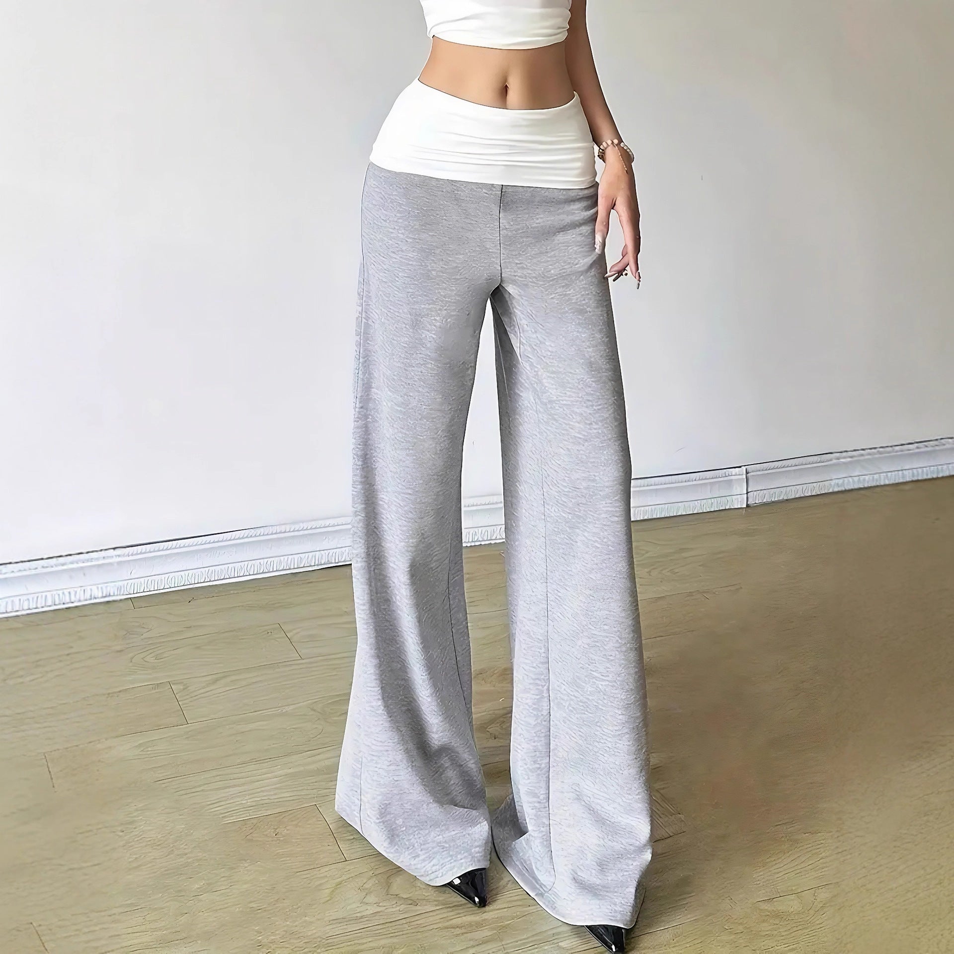 Hellegraue Slimming Wide Leg Hose