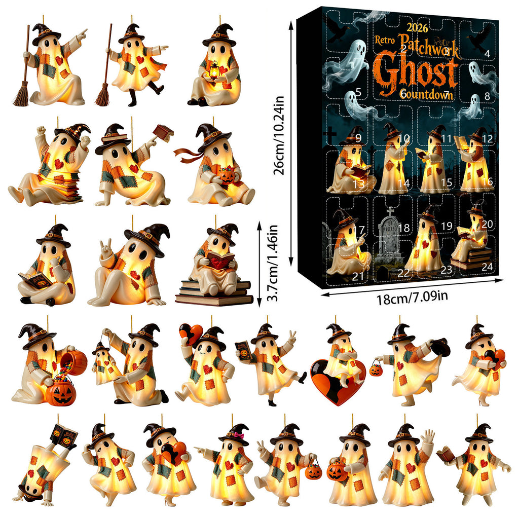 Retro Patchwork Geist Anhänger mit Halloween-Beleuchtung