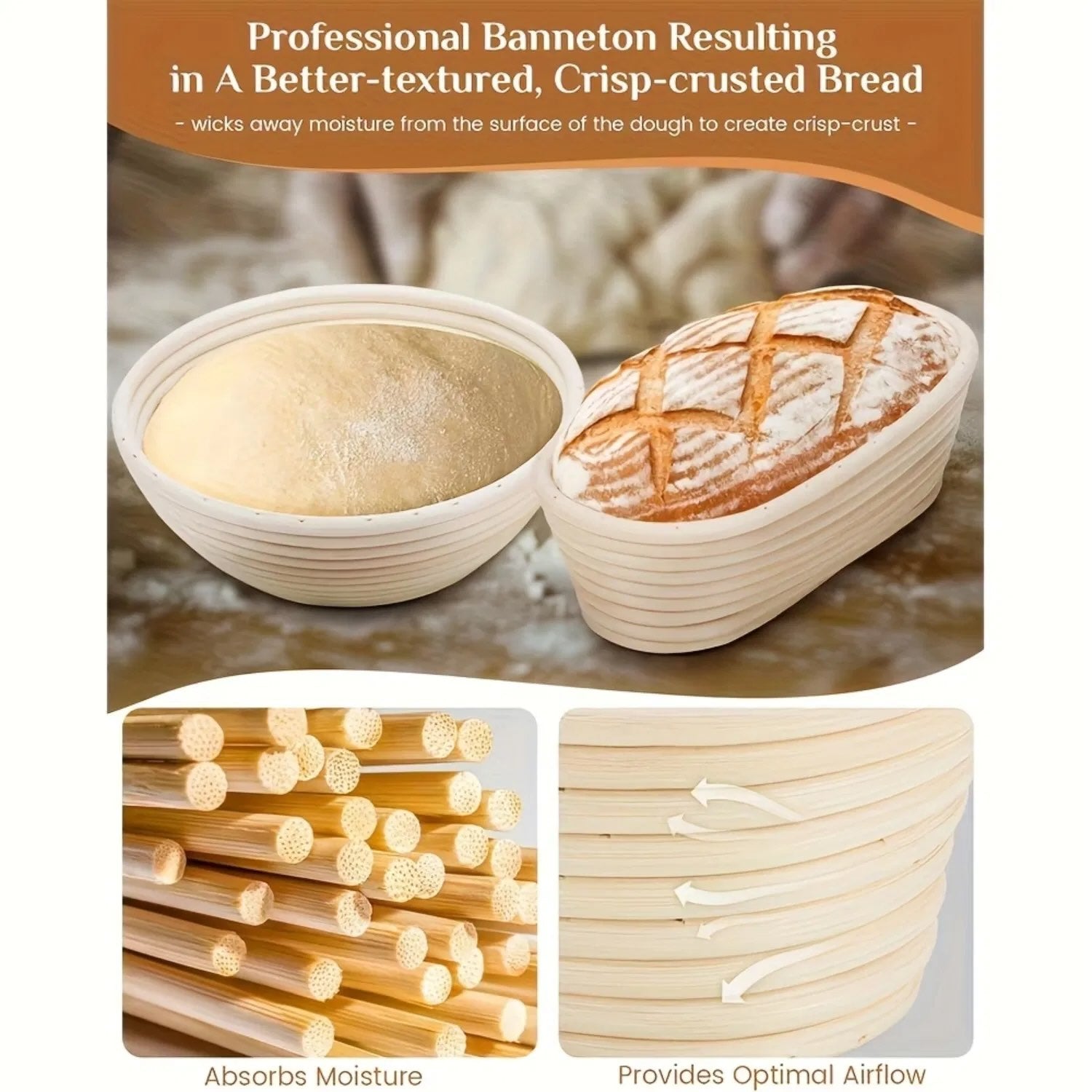 Gärkorb-Set mit Zubehör für Sauerteigbrot