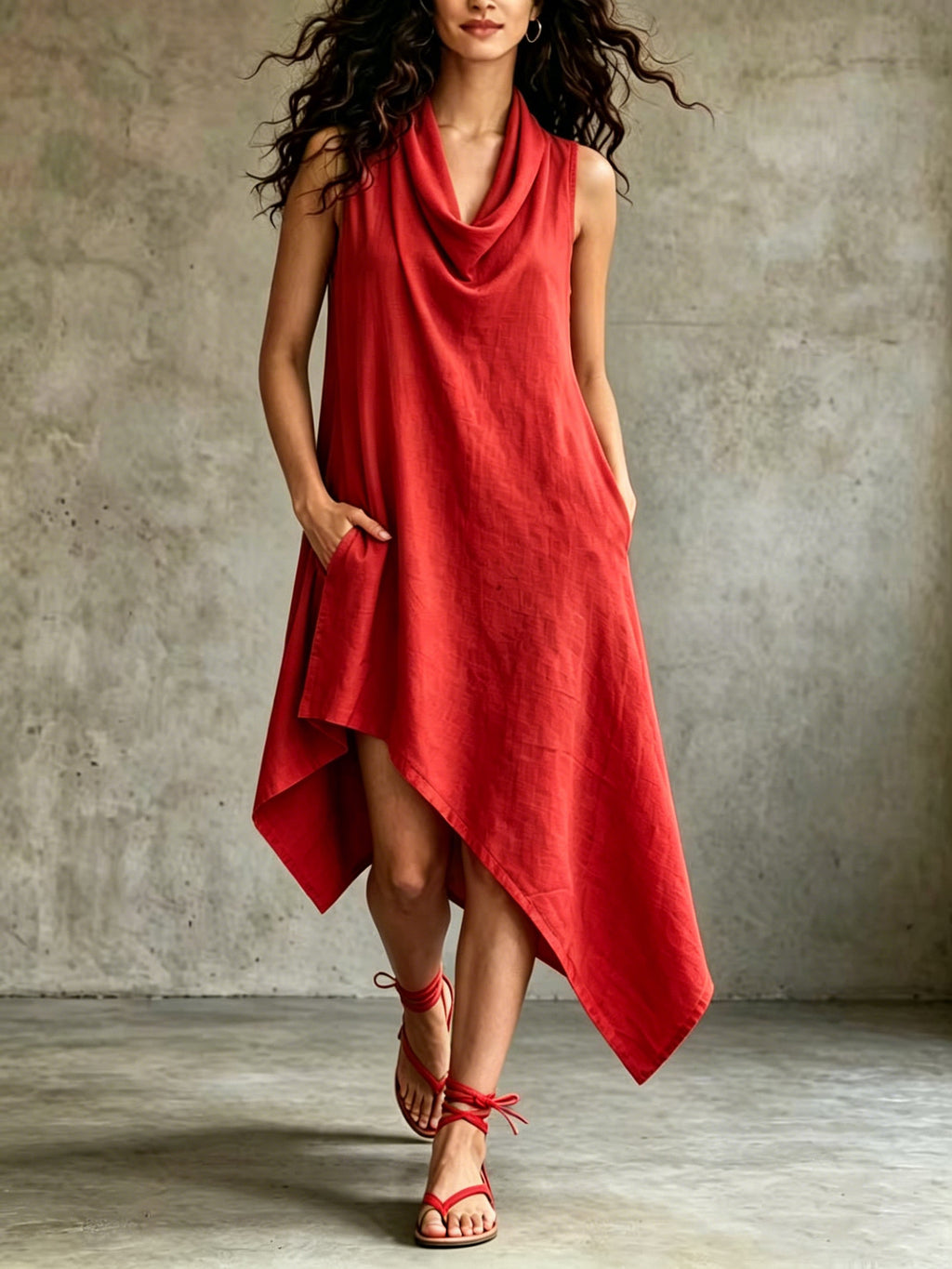 Ärmelloses V-Neck Sommerkleid – Bild 13 | LuxeStyle
