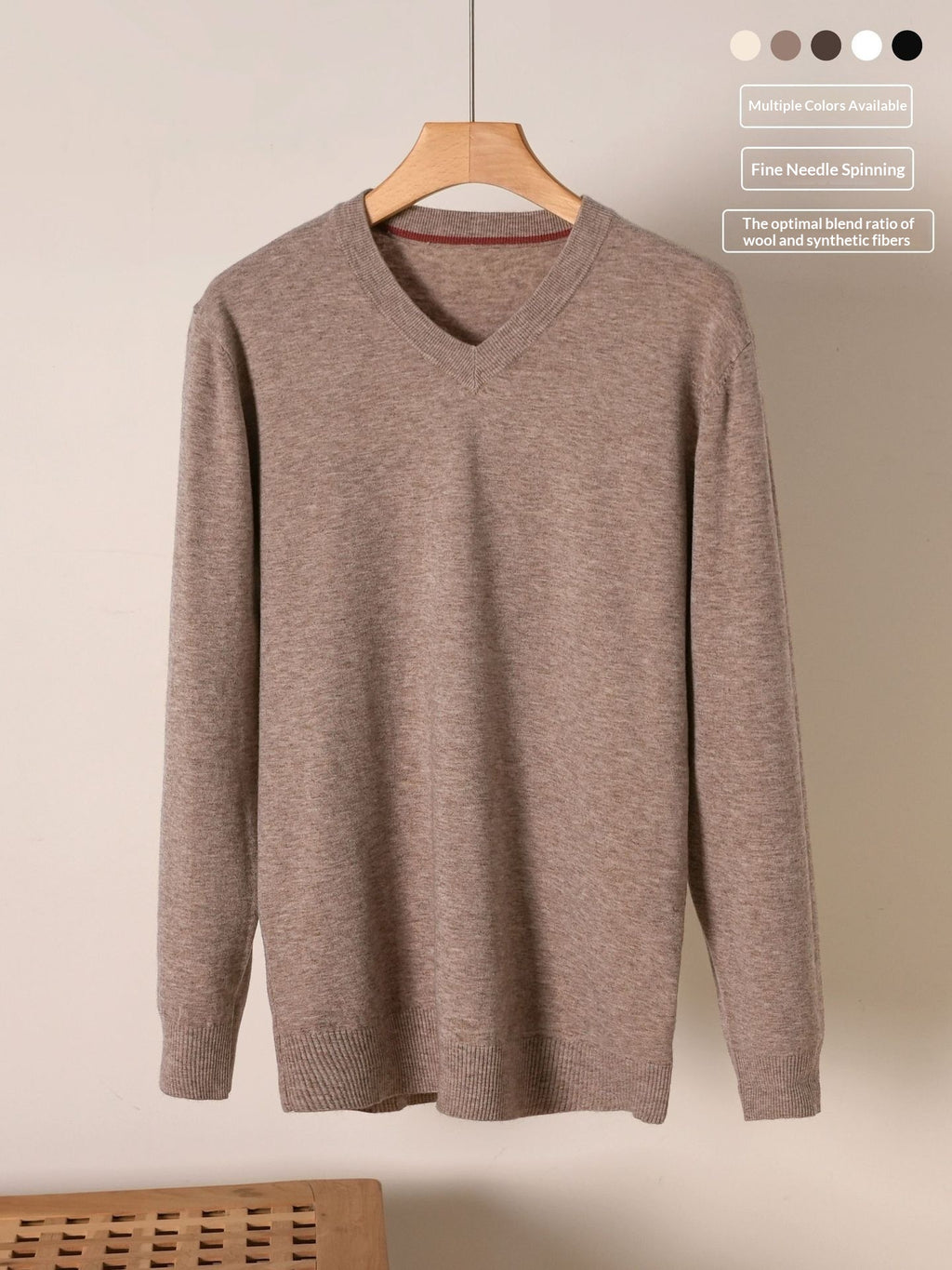 Herren V-Ausschnitt Pullover aus Wollmischung – Bild 10 | LuxeStyle