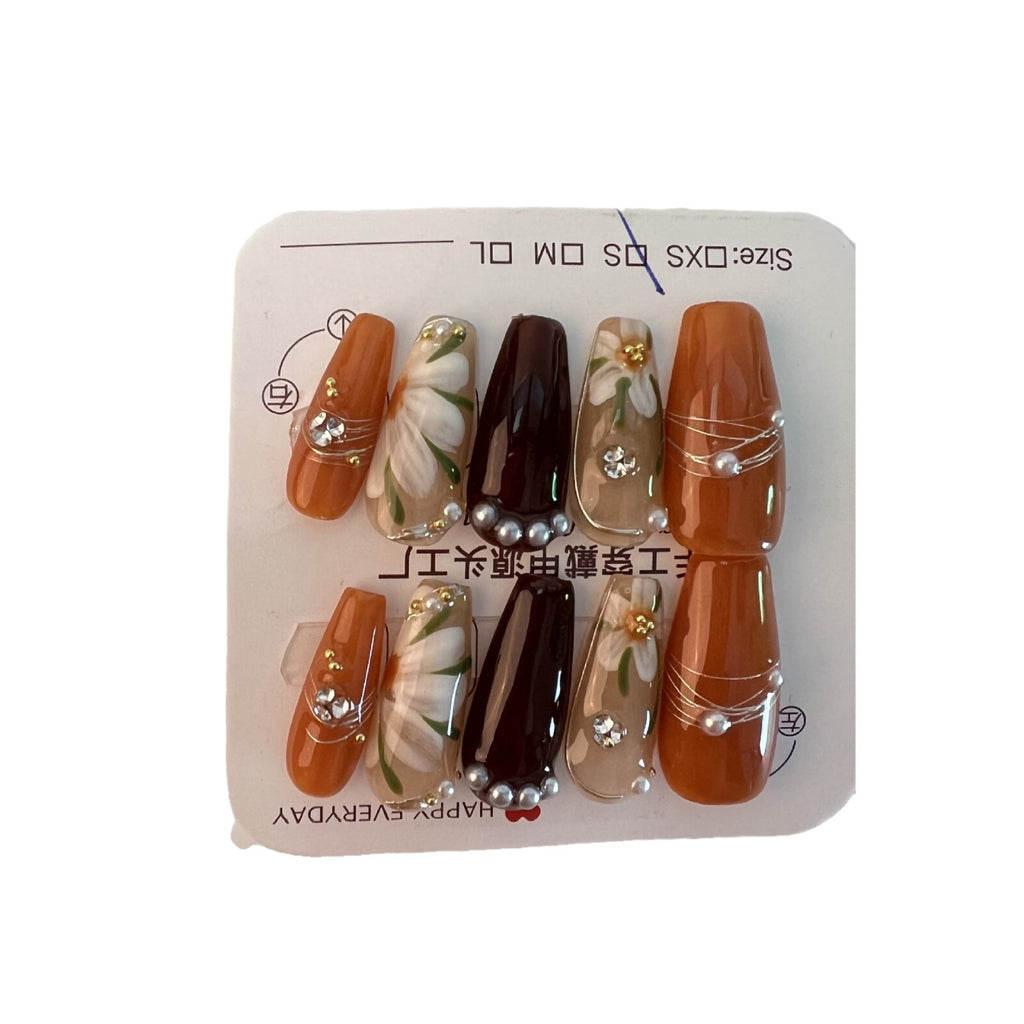 Abnehmbare Blumen-Fingernägel für Damen