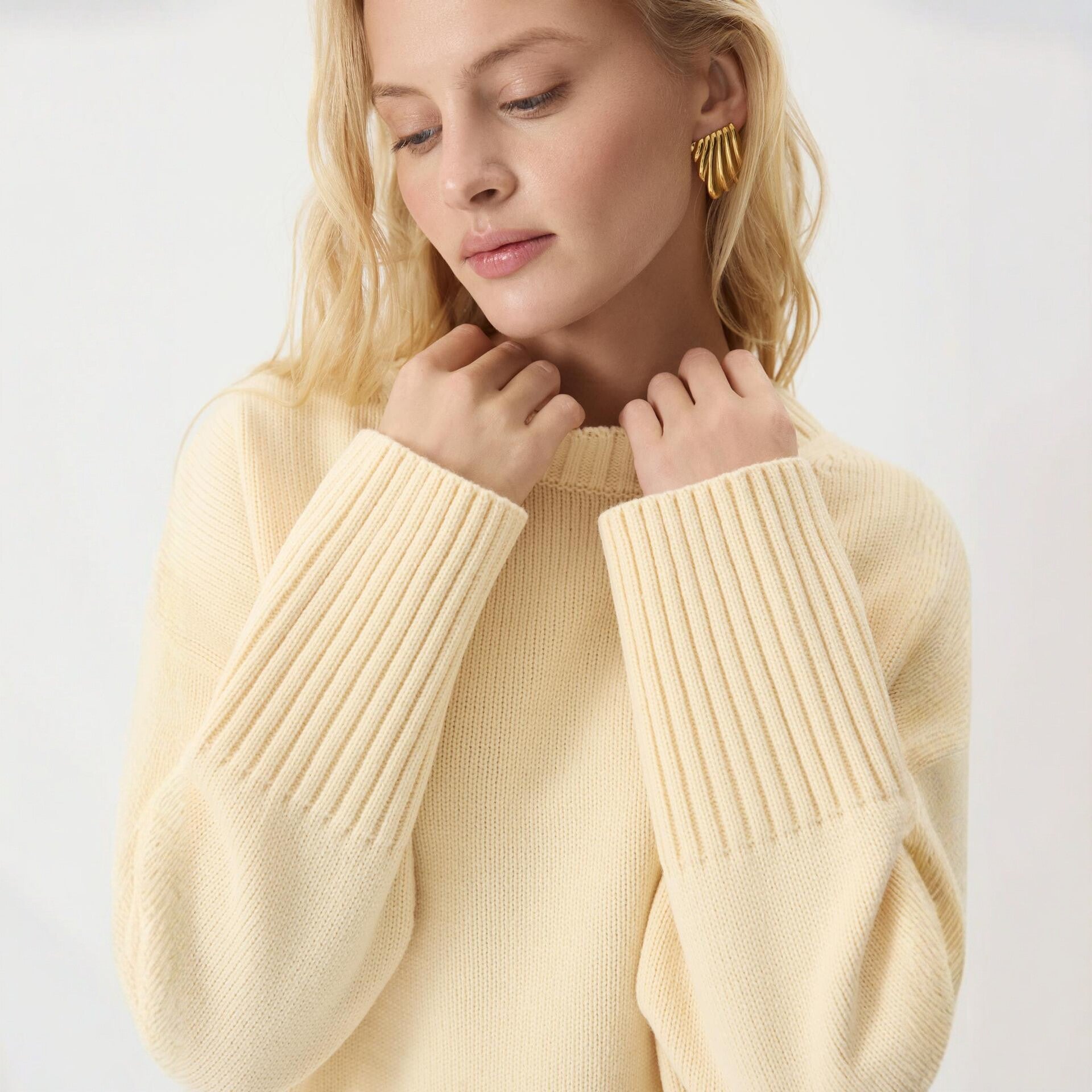 Lockerer Strickpullover aus reiner Baumwolle