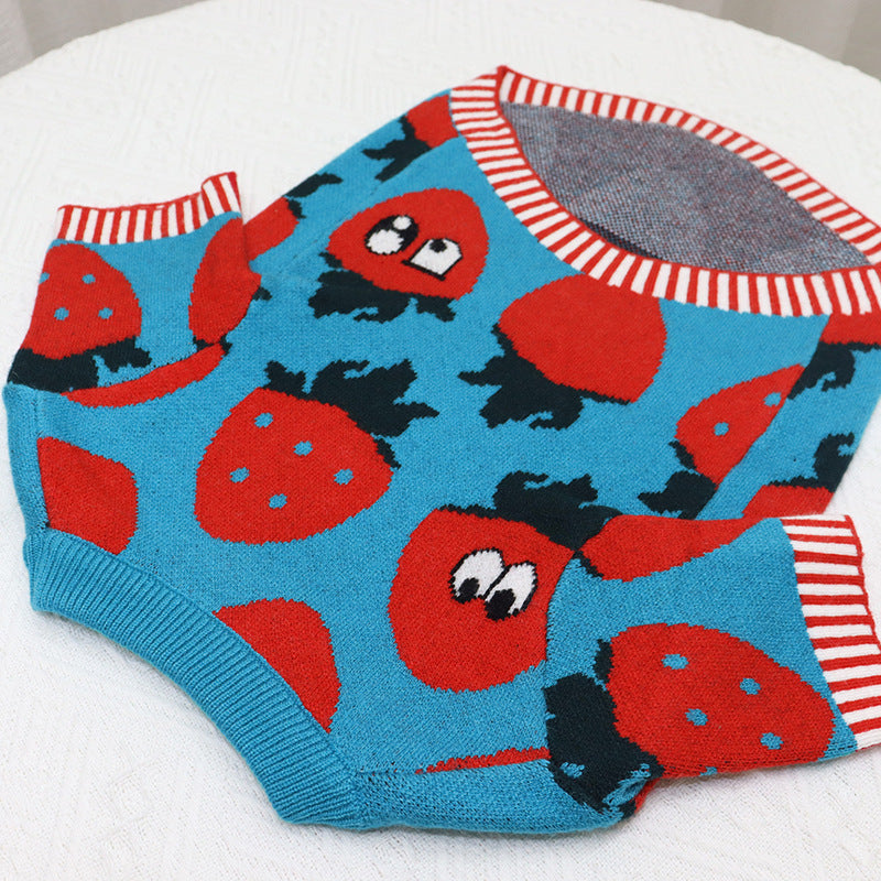 Hundemantel Erdbeer-Comic Kurz-Body blau – Bild 2 | LuxeStyle