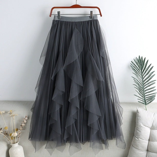 Eleganter Mesh-Patchwork-Midirock – Ansicht 4