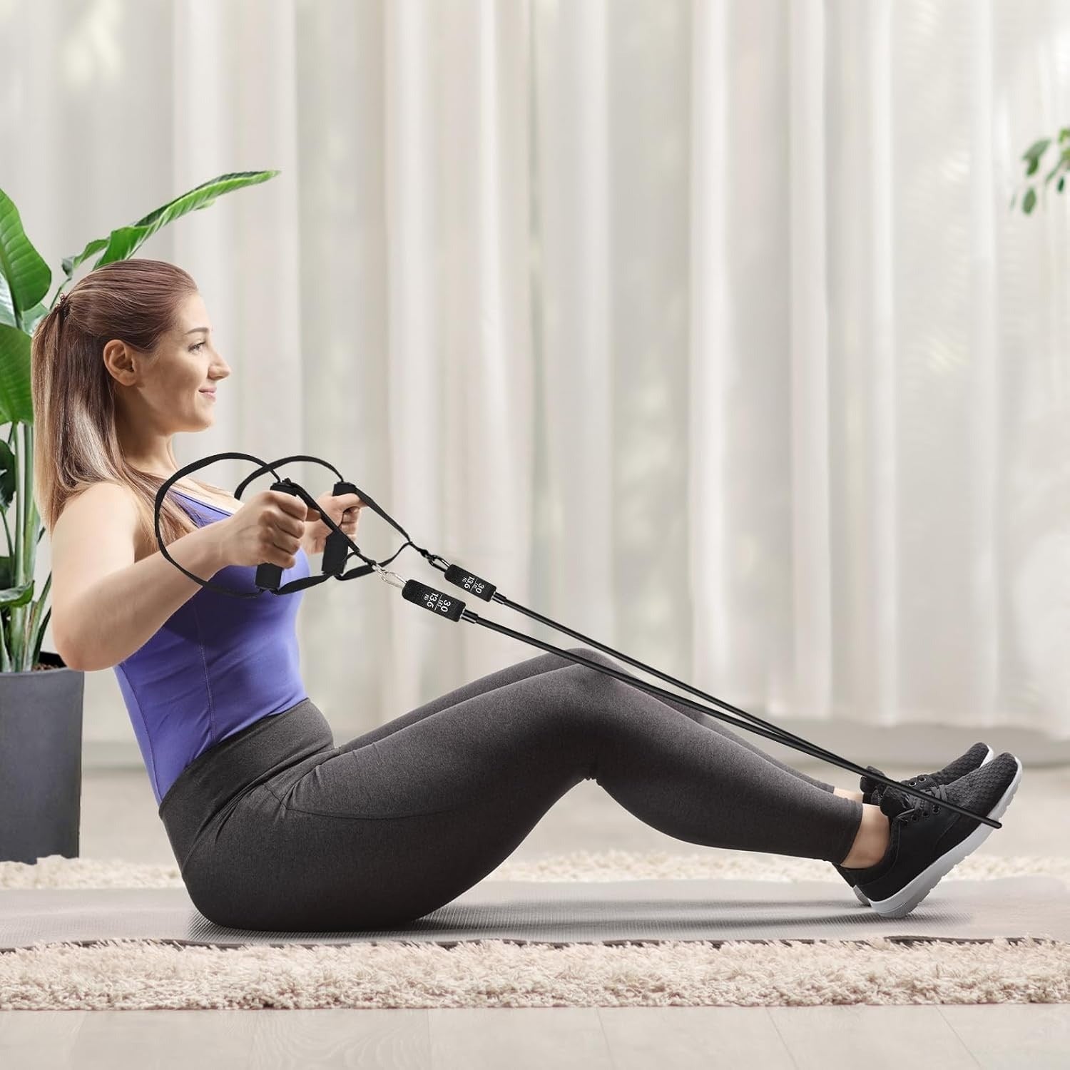 Pilates Bar Set mit 6 Widerstandsbändern