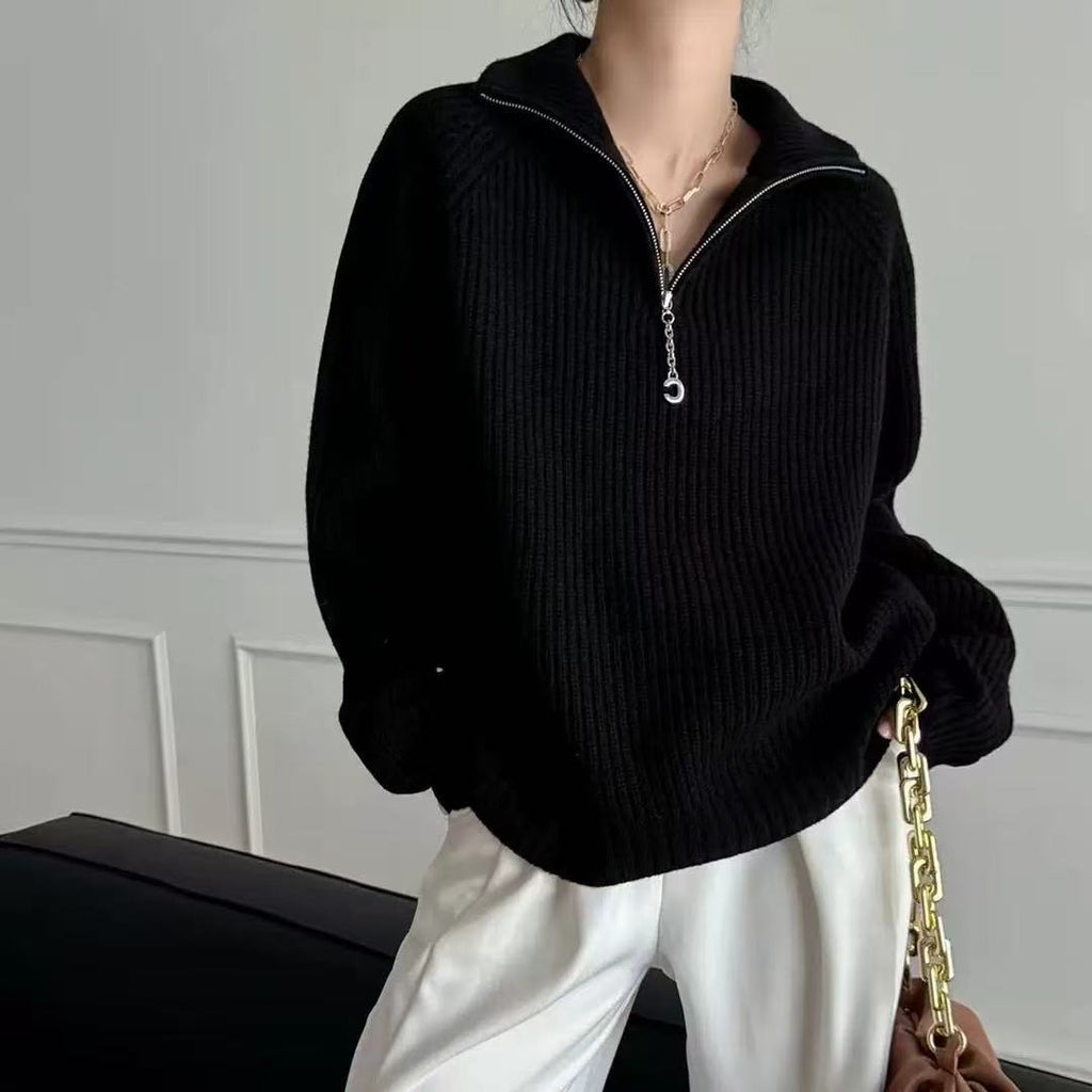 Kuscheliger Strickpullover mit Reissverschluss