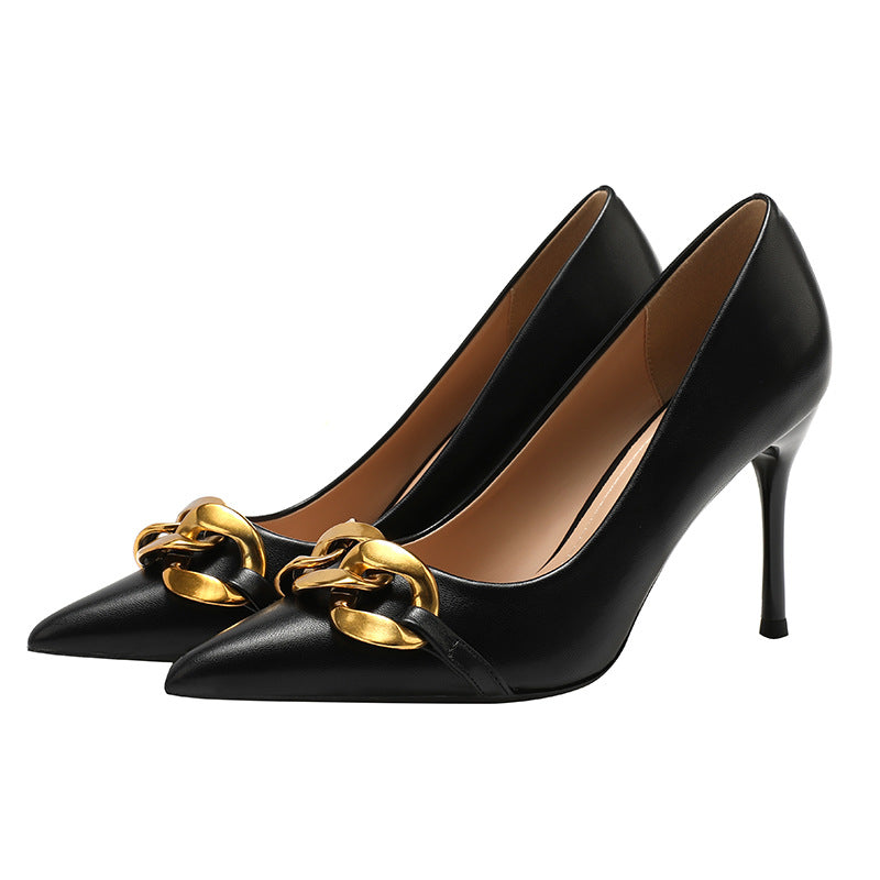 Stilettos mit Metallbremse, spitzer Zeh, flache Öffnung – Bild 8 | LuxeStyle
