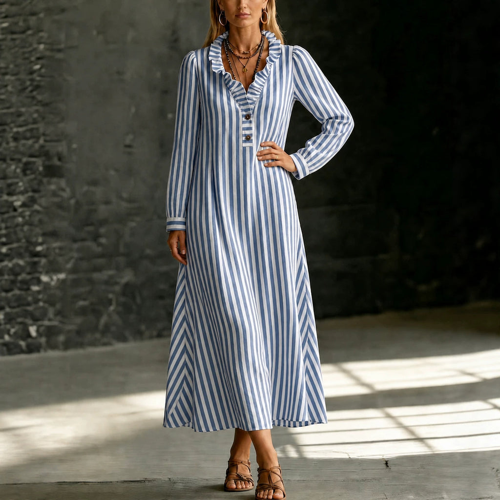 Gestreiftes Midi-Kleid für Damen – Bild 4 | LuxeStyle