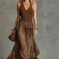 Leoparden-Maxikleid mit V-Ausschnitt