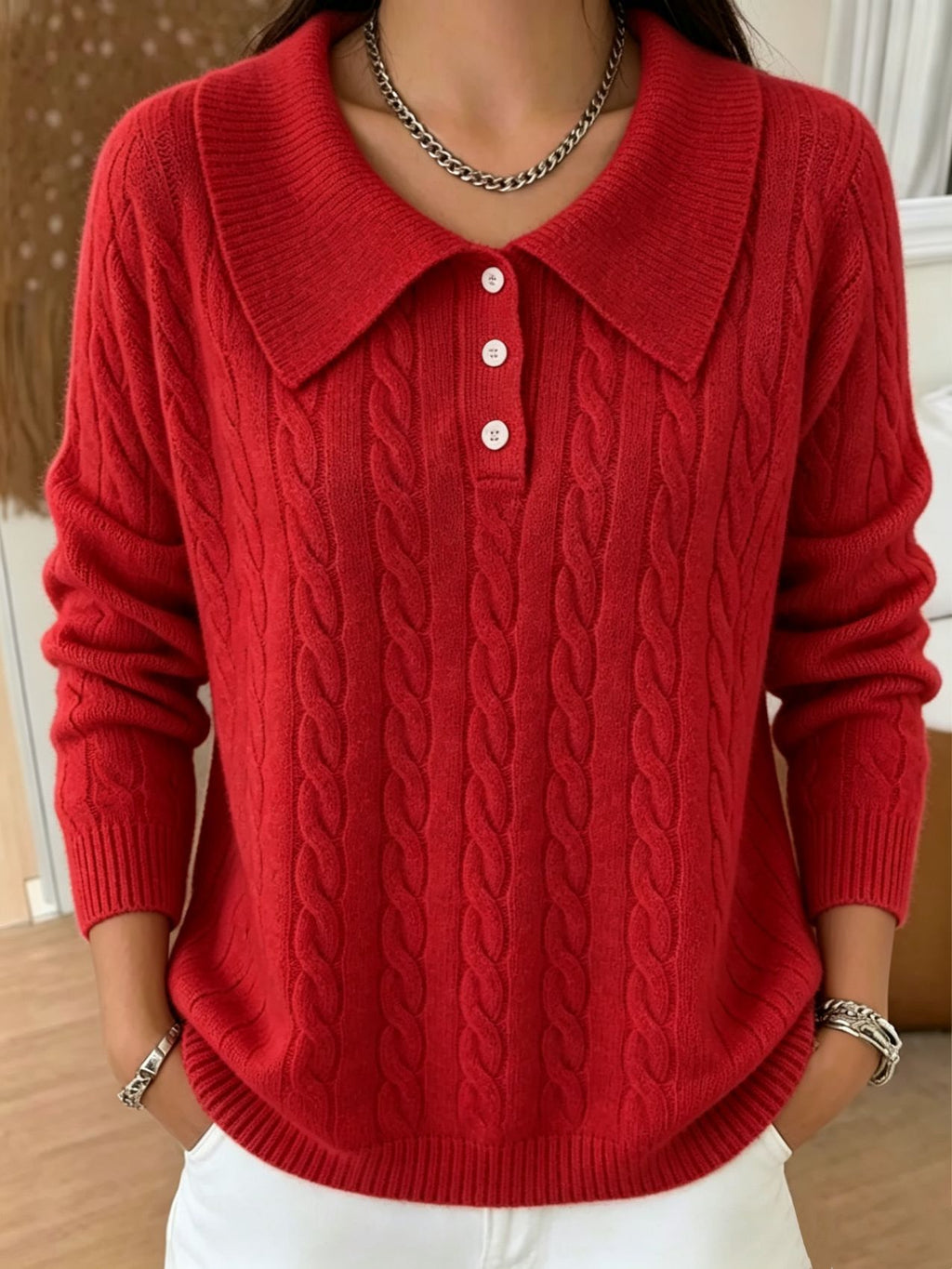 Vintage Pullover mit Jacquard-Strick