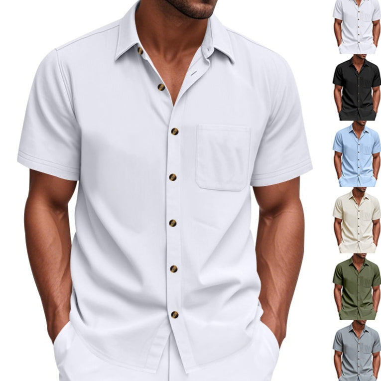 Herren Kurzarmhemd – Einfarbig, Slim Fit