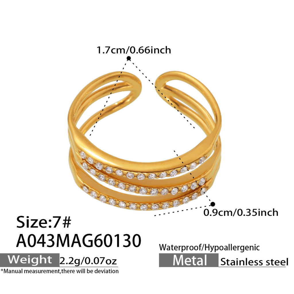 Dreifach-Ring mit Zirkonia-Pflasterung