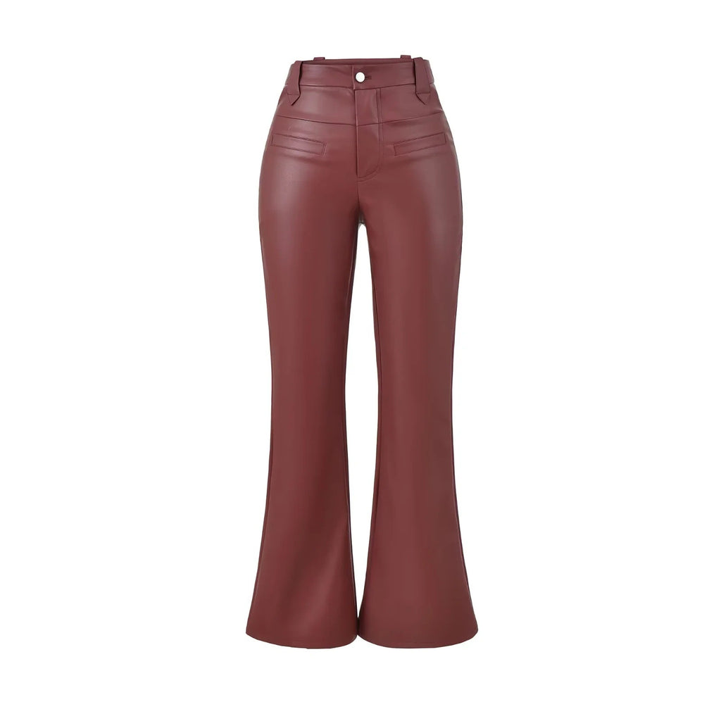 High-Rise Bootcut Hose im Motorrad-Stil