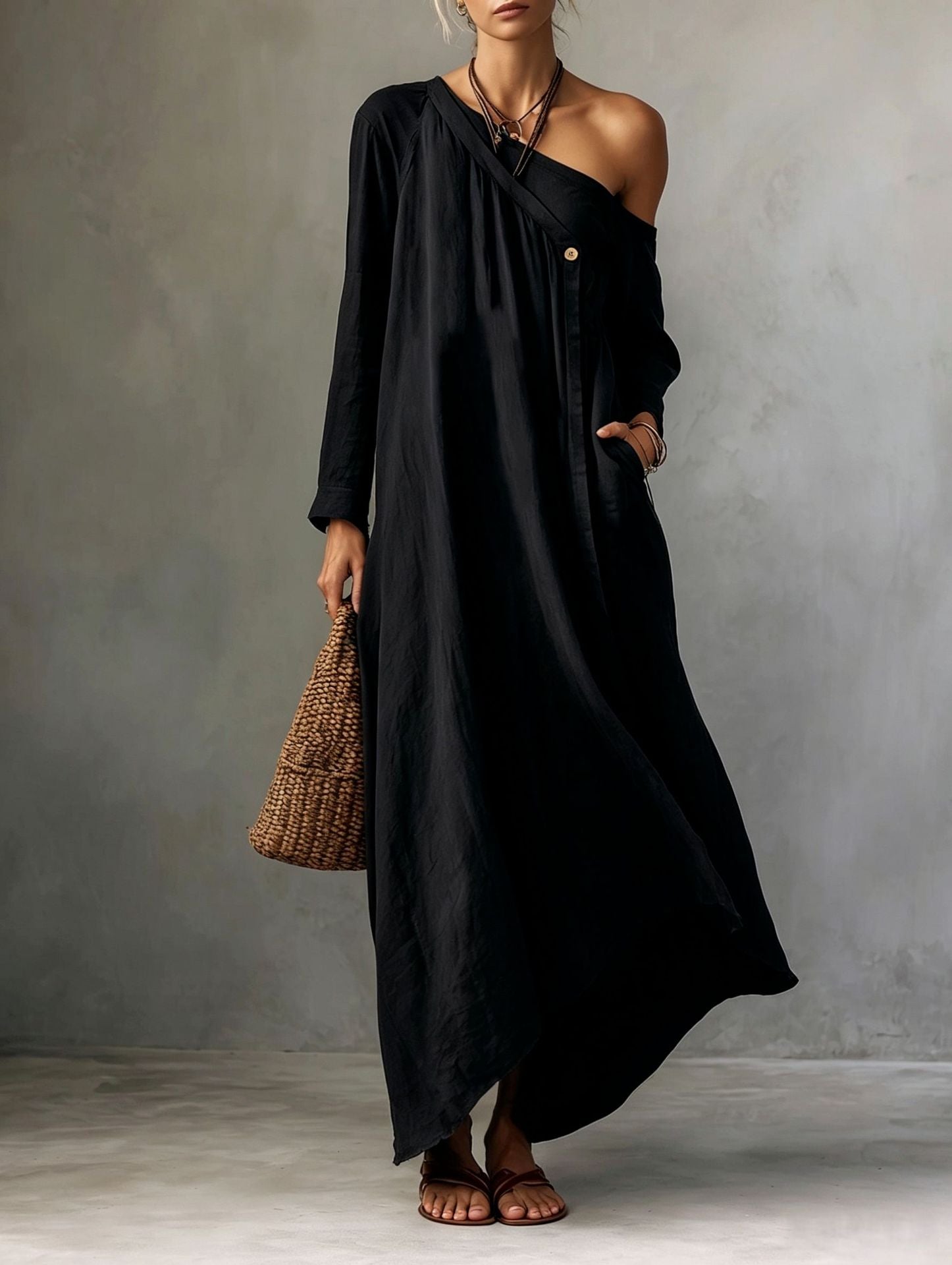 Langes Off-Shoulder-Kleid