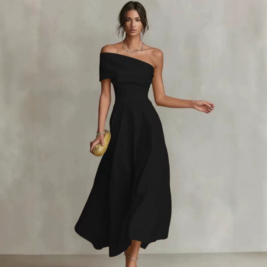 Tailliertes Off-Shoulder Maxikleid – Bild 3 | LuxeStyle