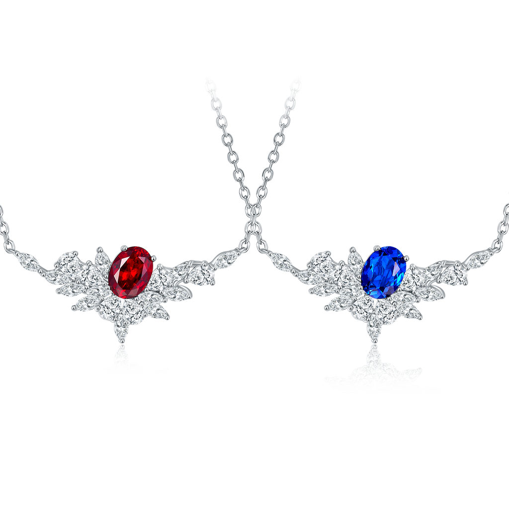 Edelstein-Halskette «Rubin & Saphir» · 925 Silber