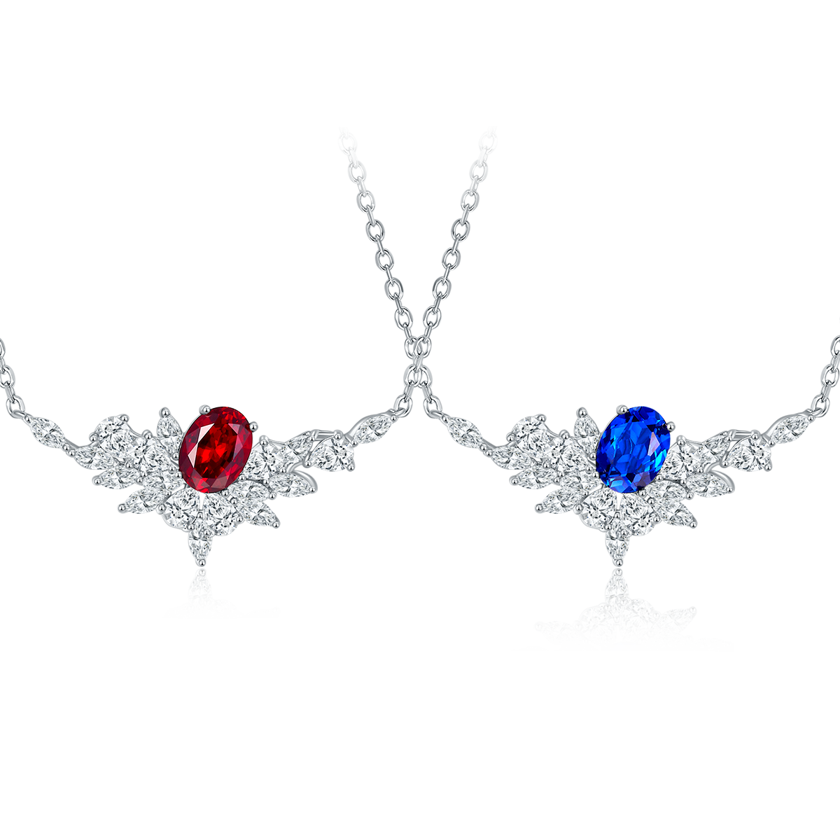 Edelstein-Halskette «Rubin & Saphir» · 925 Silber